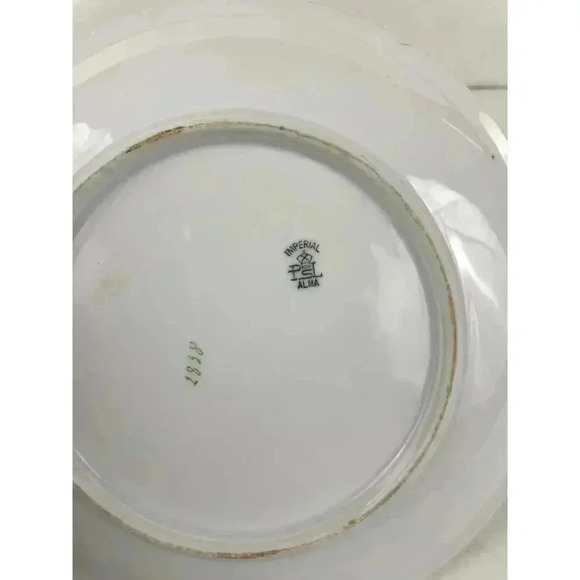 Antique Hand Painted PSL Imperial Alma Pink Rose Dessert Plate 1838 Gold Trim 8" - Picture 2 of 7